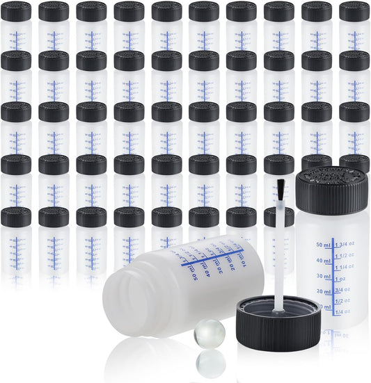 Lichamp Touch Up Paint Container, 50-Piece 2 oz Paint Touch Up Bottles with Brush, 2 Ounce (60ml) A250TP