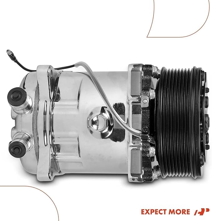 A-Premium Air Conditioner AC Compressor with Clutch Compatible with Sanden 508, 8-Groove Belt, Chromed