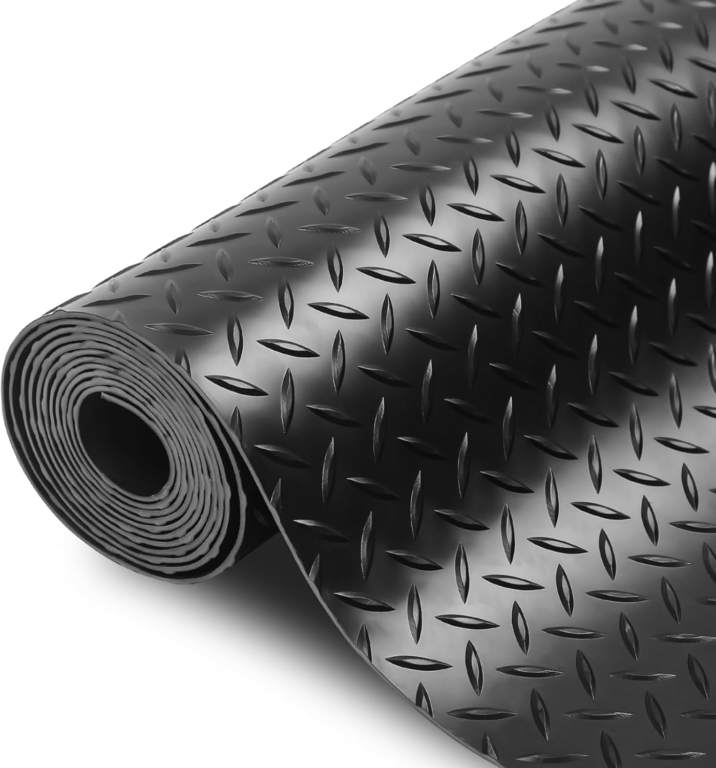 SEAL 6 x 20 Ft Premium Garage Floor Mat, Solid 2.8mm Thickened Black Commercial Grade Heavy Duty Parking Mat for Garage Floor, Golf Cart, Water/Stain Resistant Floor Runner (Embossed Diamond Plate)