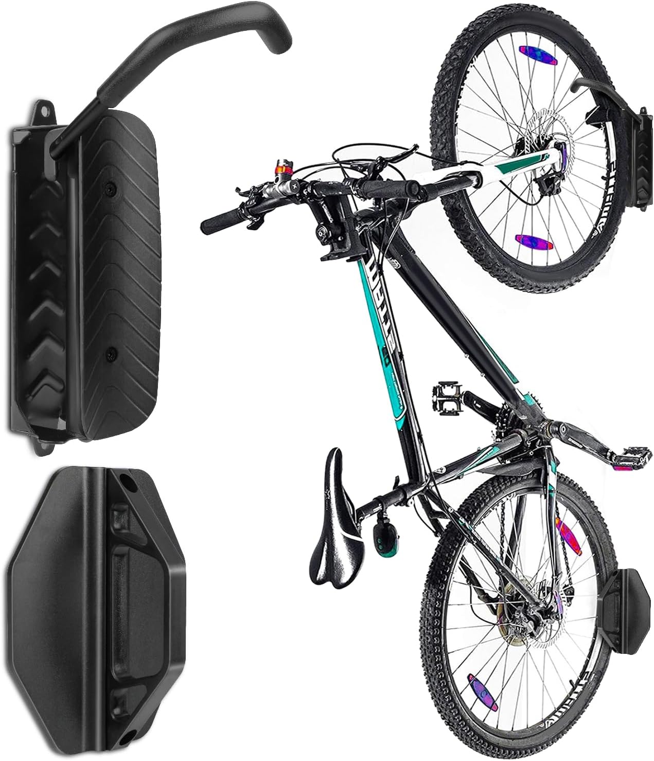 Bike Rack Wall Mount, Garage Wall Bike Rack, Vertical Bike Rack Holds Up to 66lbs, Garage Space Saving Sturdy Wall Bike Rack,Bike Hanger for MTB, Road, eBike, Easy to Install