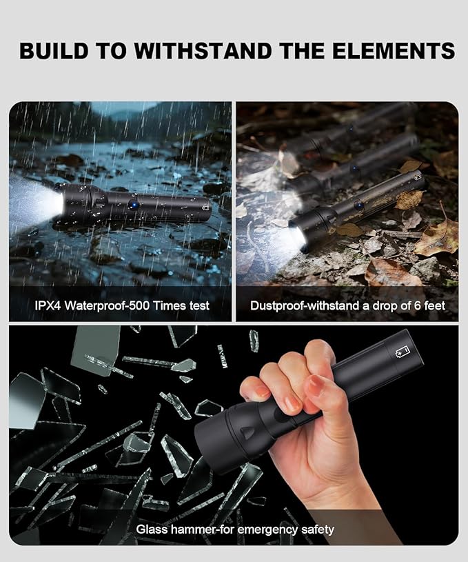 USB C Rechargeable Flashlight High Lumens -800L Super Bright Flash Light with 12H Long Life,5 Modes,Zoomable,Waterproof,Pocket Powerful Tactical LED Flashlights for Emergency Camping Outdoor 2PC