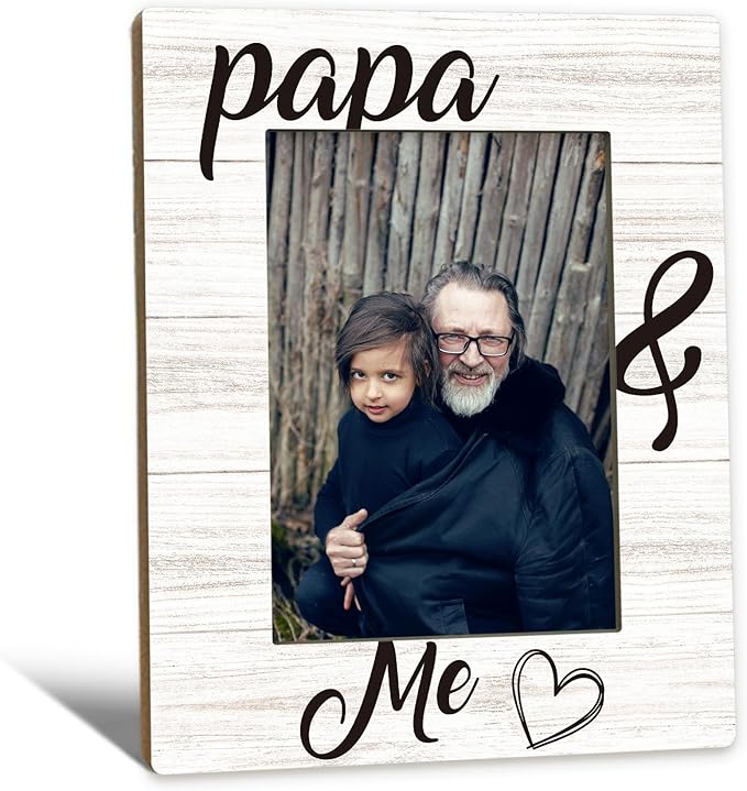 Papa Gifts Picture Frame 5x7, Grandpa Photo Frame, Christmas Fathers Day Birthday Gifts for Papas from Grandkids Grandchildren, Papa and Me Wooden Picture Photo Frames for Desk Home Room Decor