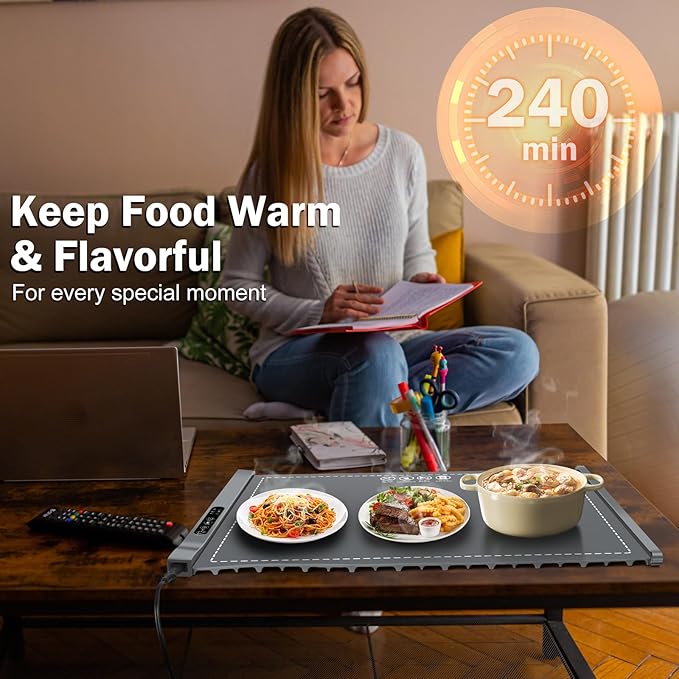 Food Warming Mat - Portable Party Buffet Electric Warming Tray, Foldable Food Warmer, Timed Off, Temperature Adjustable, Suitable for Daily, Outdoor, Party