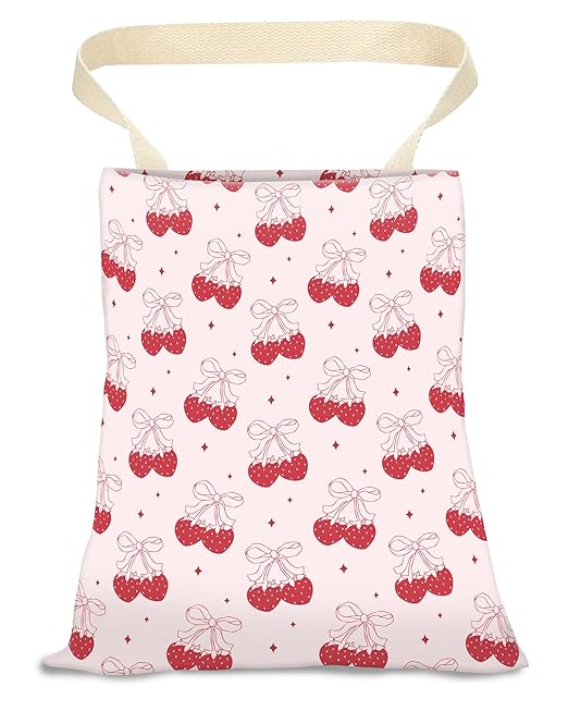 Car Trash Can, Durable Hanging Car Trash Garbage Bag, Cute Automotive Garbage Cans Organizer, Cute Pink Strawberry Bow