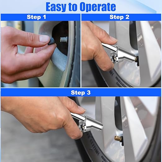 10-Pack Dual Head Tire Pressure Gauge – Heavy Duty 10-150 PSI Air Pressure Gauge with Stainless Steel Body, Metal Nozzle & Durable Plated Brass – for Cars, Trucks, Bikes, RVs & Vehicles