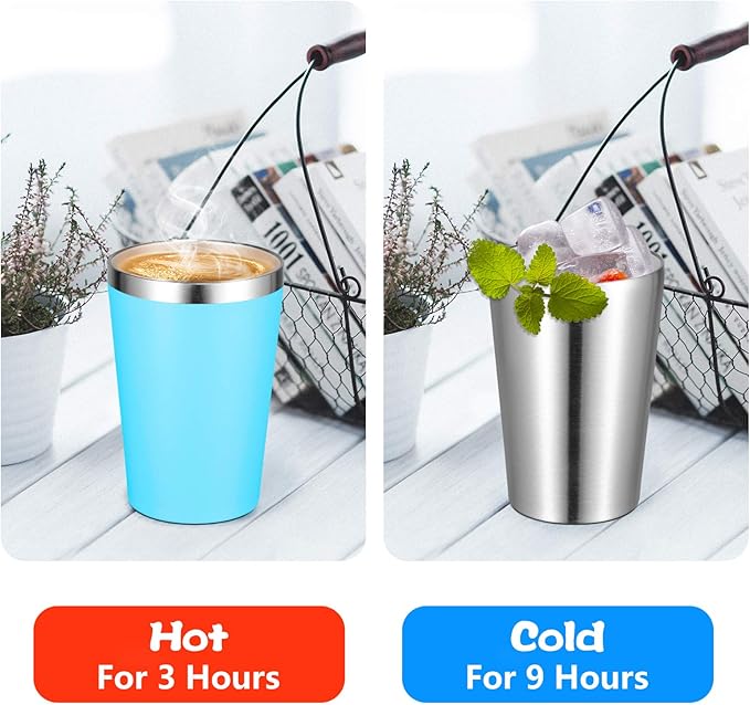 VEGOND 12oz Tumbler Stainless Steel Tumbler bulk Vacuum Insulated Double Wall Travel Tumbler with Lid and Straw Reusable Tumbler, Stainless 1 Pack