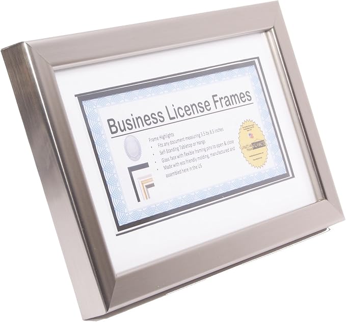 Creative Picture Frames 4-6X11Ss-W Stainless Steel Business License Frames To Hold 3.5 By 8.5 Inch Self