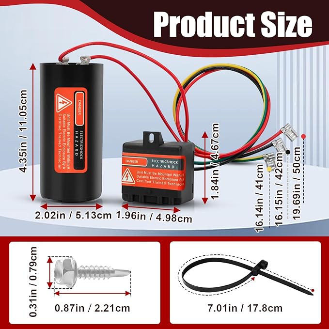 CSR-U2 Hard Start Kit for Air Conditioner 3-5 Ton, HVAC Compressor Saver Replacement with 5-2-1 Technology Pre-Wired AC Capacitor