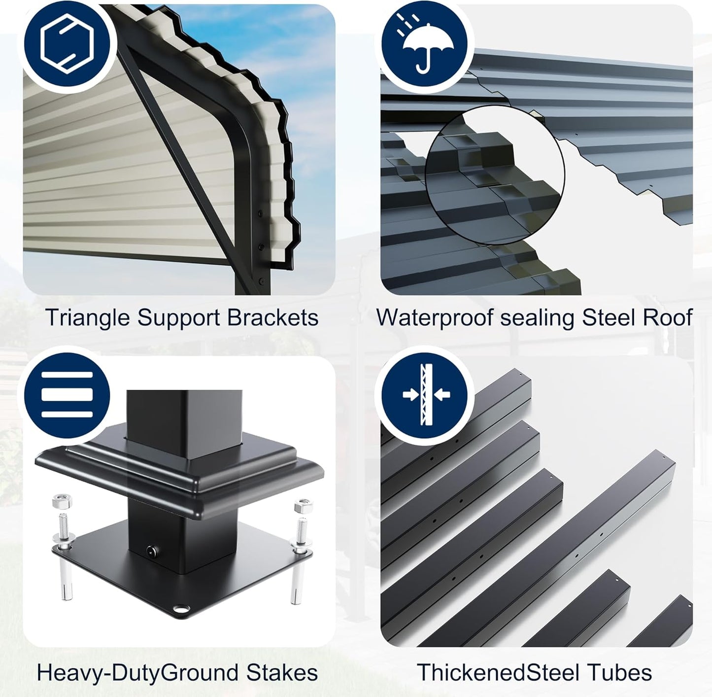 10x15 Metal Carport Carports with Enhanced Base Heavy Duty Garage Outdoor Galvanized Car Shelter for Car, Boats and Truck