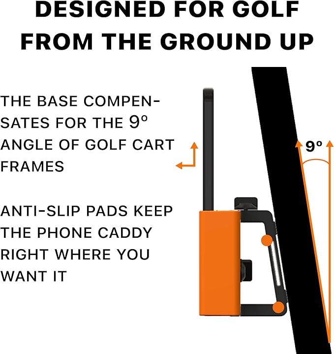 DESERT FOX GOLF Phone Caddy – Funny Quotes Golf Cart Phone Holder with Secure Strap for Hands-Free GPS & Golf Apps – Gifts for Men & Women
