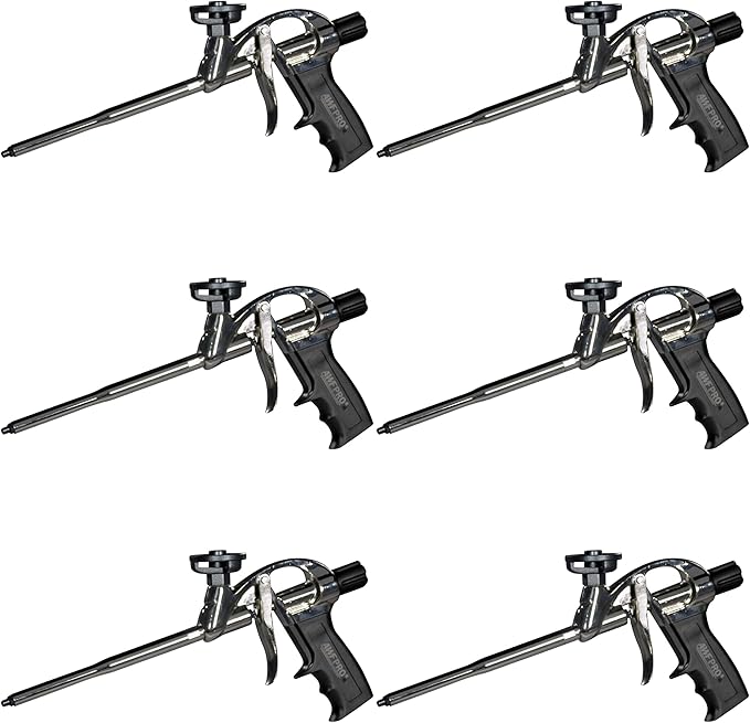AWF PRO High Precision Spray Foam Gun for Insulating Foam Sealant, Adjustable Flow Control, Contractor-Grade Pro Applicator, Pack of 6