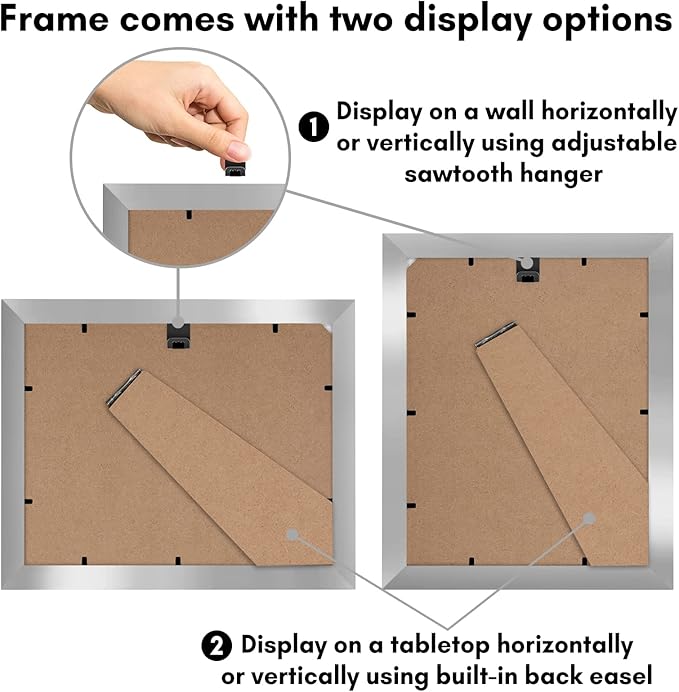 Americanflat 8.5x11 Diploma Frame with Shatter-Resistant Glass - Document Frames with Engineered Wood - Legacy Collection - Certificate Frame for Tabletop and Wall Display - Silver