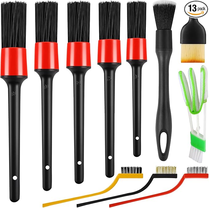 13PCS Car Detailing Brush Set, Car Detailing Brush Kit, Ultra No Soft Scratch Detailing Brush, Car Cleaning Brushes for Interior or Exterior - Professional Dusting Cleaning Supplies