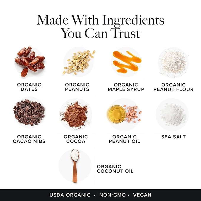 Truvani Plant Based Snack Bars | Chocolate Peanut Butter 12 Pack | 7g Protein | USDA Organic and Vegan | The Only Bar | Dairy, Soy, and Gluten Free | Individually Wrapped