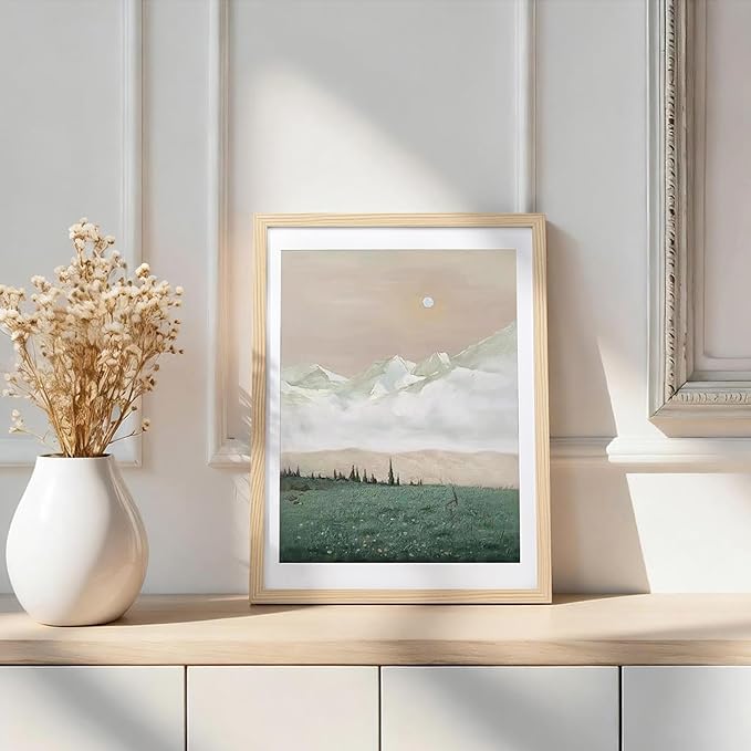 KINLINK A3 Picture Frame Wood Grain Set of 4, Wooden Photo Frames Matted A4 with Plexiglass for A4 with Mat or A3 without Mat for Wall Display