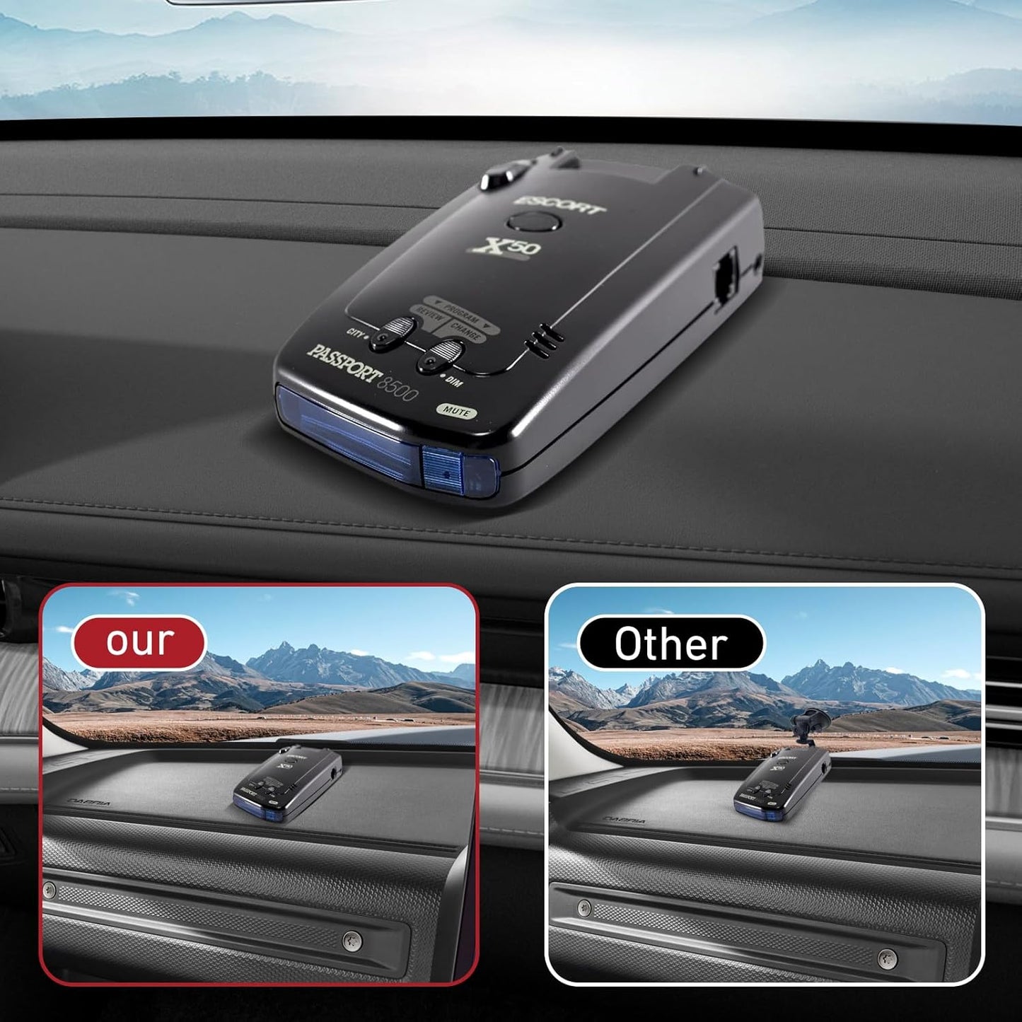 Radar Detector Bracket with Dashboard Hook Ring Installation, No Installation Tools Required, Easy to Install, Compatible with Radar Detectors with Flat and Hard Bottom (2PCS)