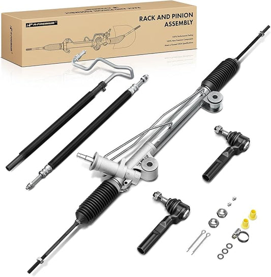A-Premium Power Steering Rack and Pinion & Outer Tie Rod End & Power Steering Hose Pressure Line Return Line Kit Compatible with Chevrolet Silverado 1500 & GMC Sierra 1500, 1999 2000, RWD Only
