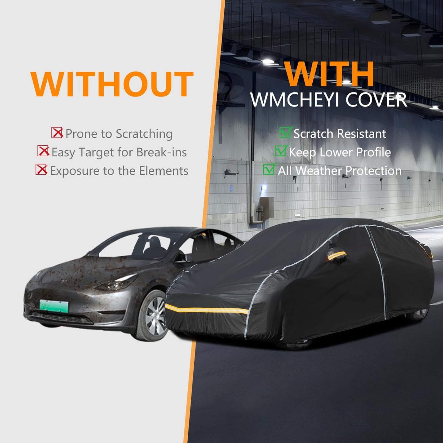 Car Cover Waterproof All Weather,6 Layers Car Covers for Automobiles, Full Exterior Cover with Zipper, Outdoor SUV Car Cover Sun UV Rain Snow Wind Protection, Fit for 207"(207*75*74 inch)SUV