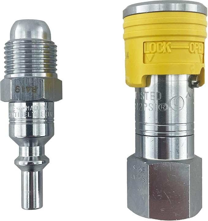 Koike Welding Inert Couplers, Equipment to Hose, Safe Welding Disconnect, Single Push Secure Locking System.