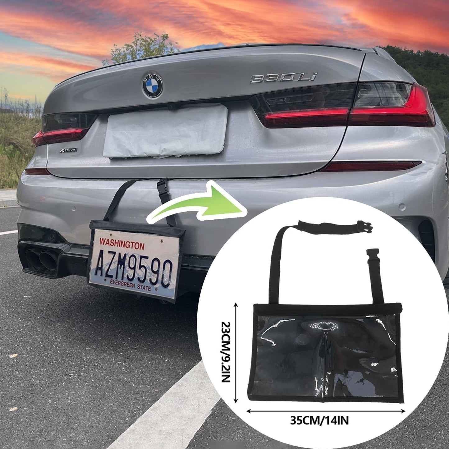 License Plate Holder with Hanging Strap, Test Drive Tag Bag, Dealer Plates License Frame Cover, for Car SUV Truck (Black, 5)