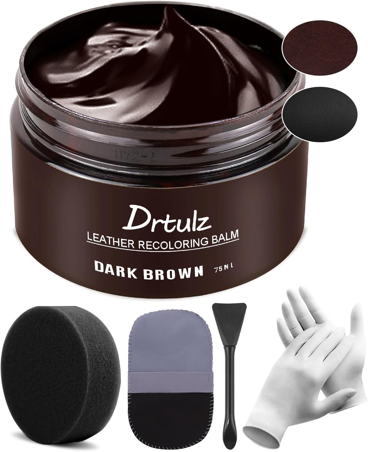 Dark Brown Leather Recoloring Balm, Leather Repair Kit for Furniture, Leather Scratch Remover, Leather Color Restorer for Couch, Car Seats, Shoes - Repair Leather Dye for Scratched and Faded Leather