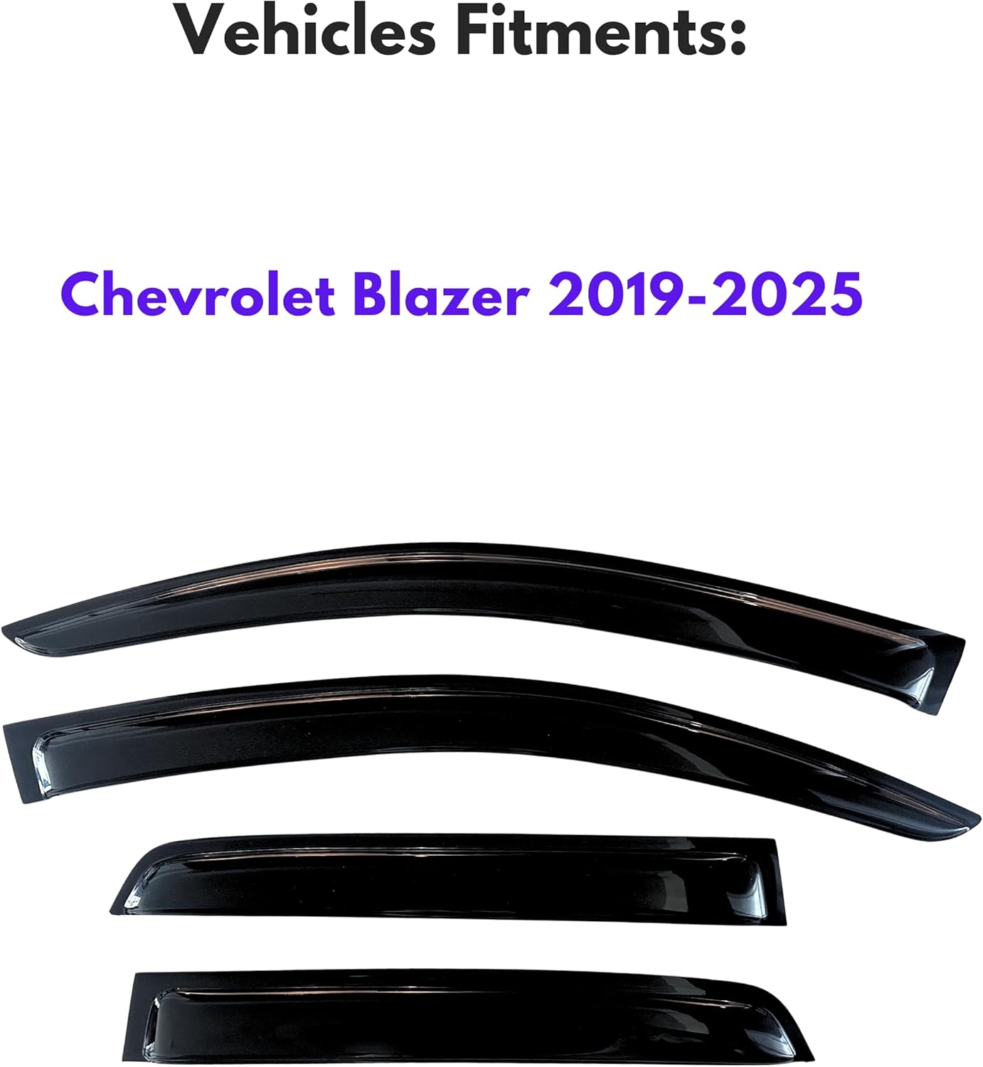 KPY Window Visor Compatible with Chevrolet Chevy Blazer 2019-2025, 4PC Rain Guard Side Window Vent Deflectors Tape-On Style, 2019 2020 2021 2022 2023 2024 2025