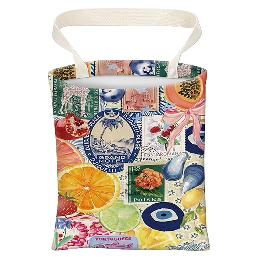 Car Trash Can, Cute Car Trash Bag, Hanging Car Organizer and Storage Bag, Trash Bin for Car Accessories, Vehicle, Travelling, Camping Colorful Fruit Collage
