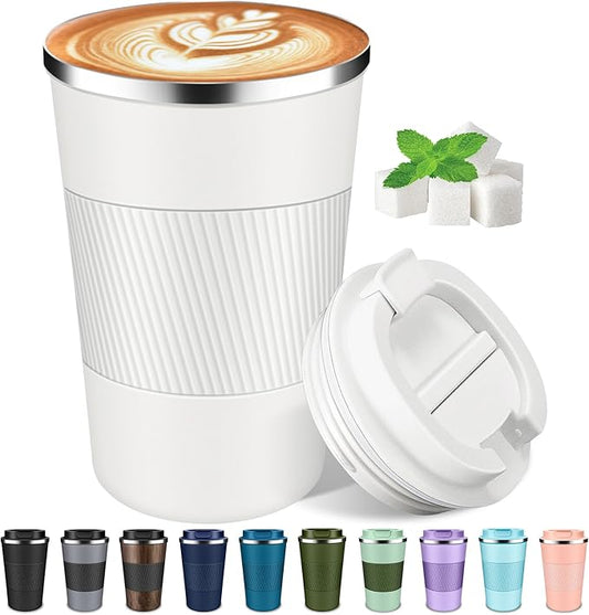 Coffee Travel Mug 12oz Insulated Coffee Mug with Lid Portable Spill-Proof Coffee Mug No Handle Reusable Stainless Steel Cup Keeps Cold and Hot Suitable for Car, Daily, Travel and Gifts