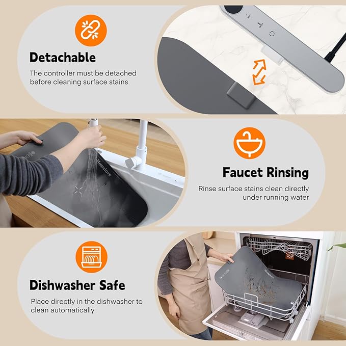 Homelove Food Warming Mat Waterproof - Electric Warming Tray with 6-Level Temperature and Hours Setting, Full Surface Graphene Heating, Dishwasher-Friendly Food Warmer Mat for Parties, Kitchen (Gray)