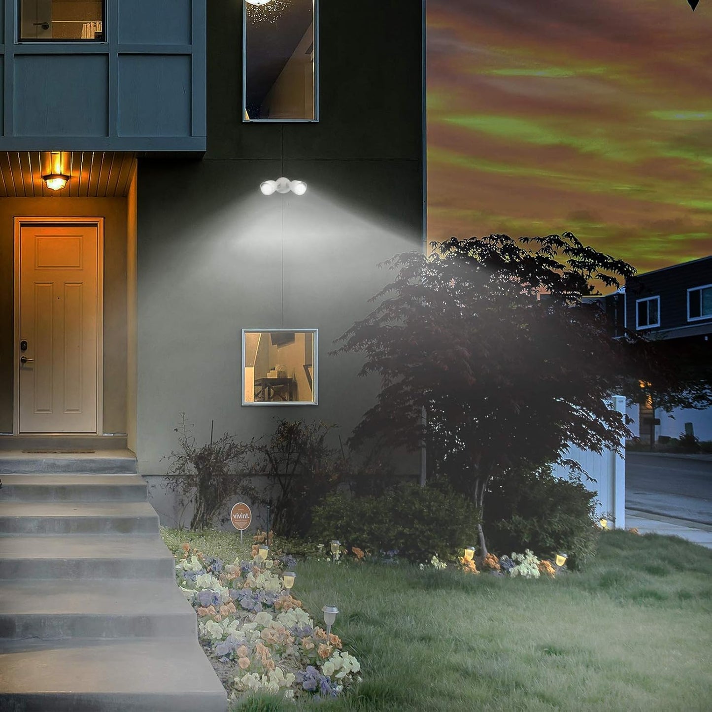 Ciata Flood Lights Outdoor, 20-Watt LED Bullet Head Security Flood Lights, Dual Head, RoHS and FCC Complaint, IP65 Rated, 1900 Lumens, 2KV Surge Protection, Die-Cast Aluminum in White Finish – 4000K