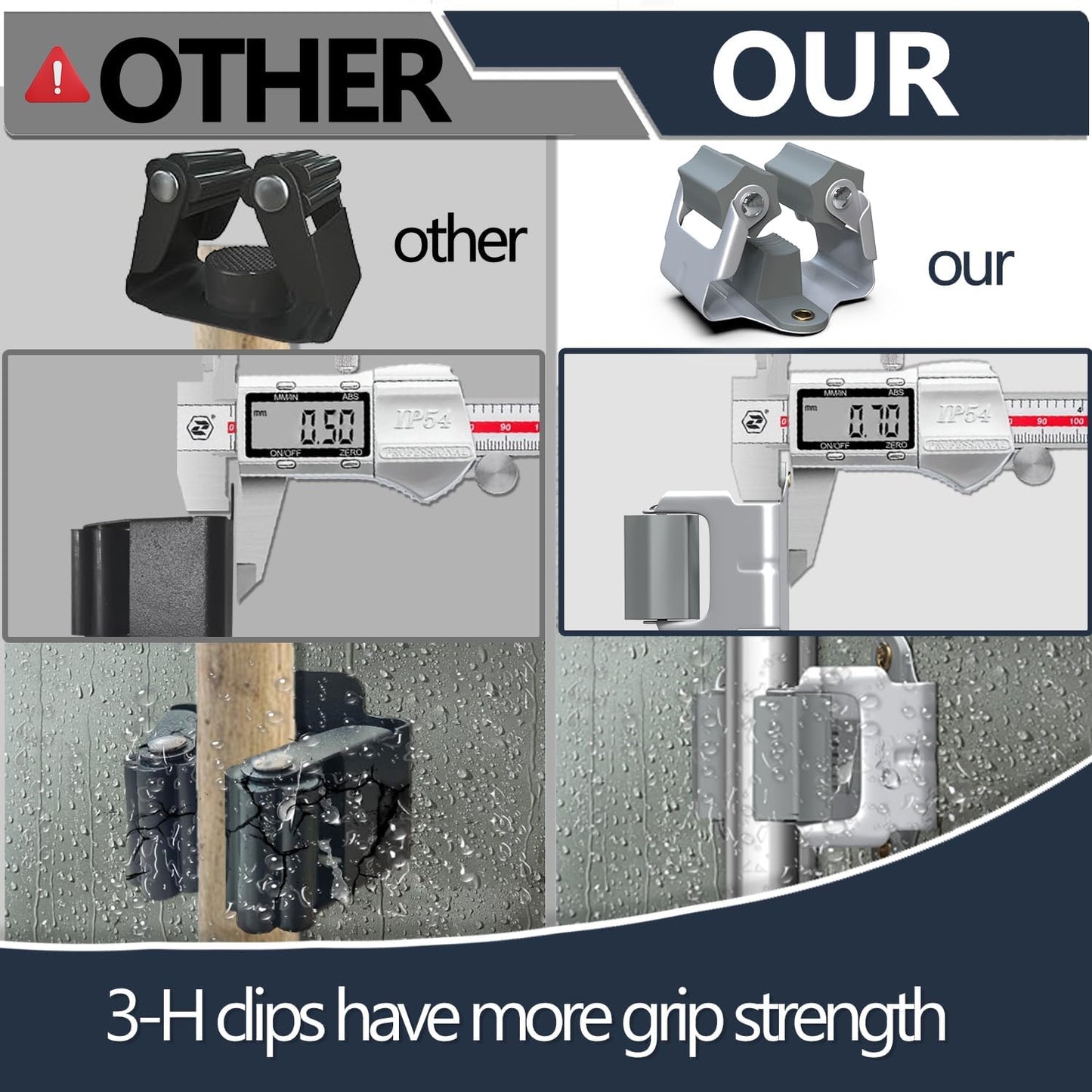 3-H 12 Pack Mop and Broom Holder Big Size Hanging 1 KG Extra,Broom Hanger Wall Mount for Hanging and Organizing Shove Rake Yard Tools in Shed Kitchen Laundry Room Bathroom Garden(grey)