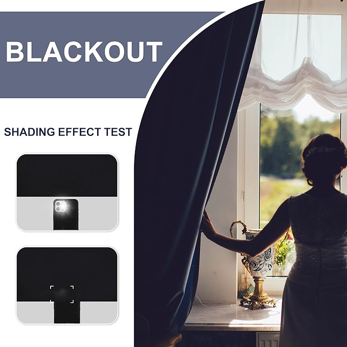 JIUZHEN Blackout Curtains for Bedroom– Thermal Insulated,Noise Reducing Room Darkening Privacy Rod Pocket Drapes for Living Room, Set of 2 Panels with Tiebacks, 42 x 54 inch Long, Black
