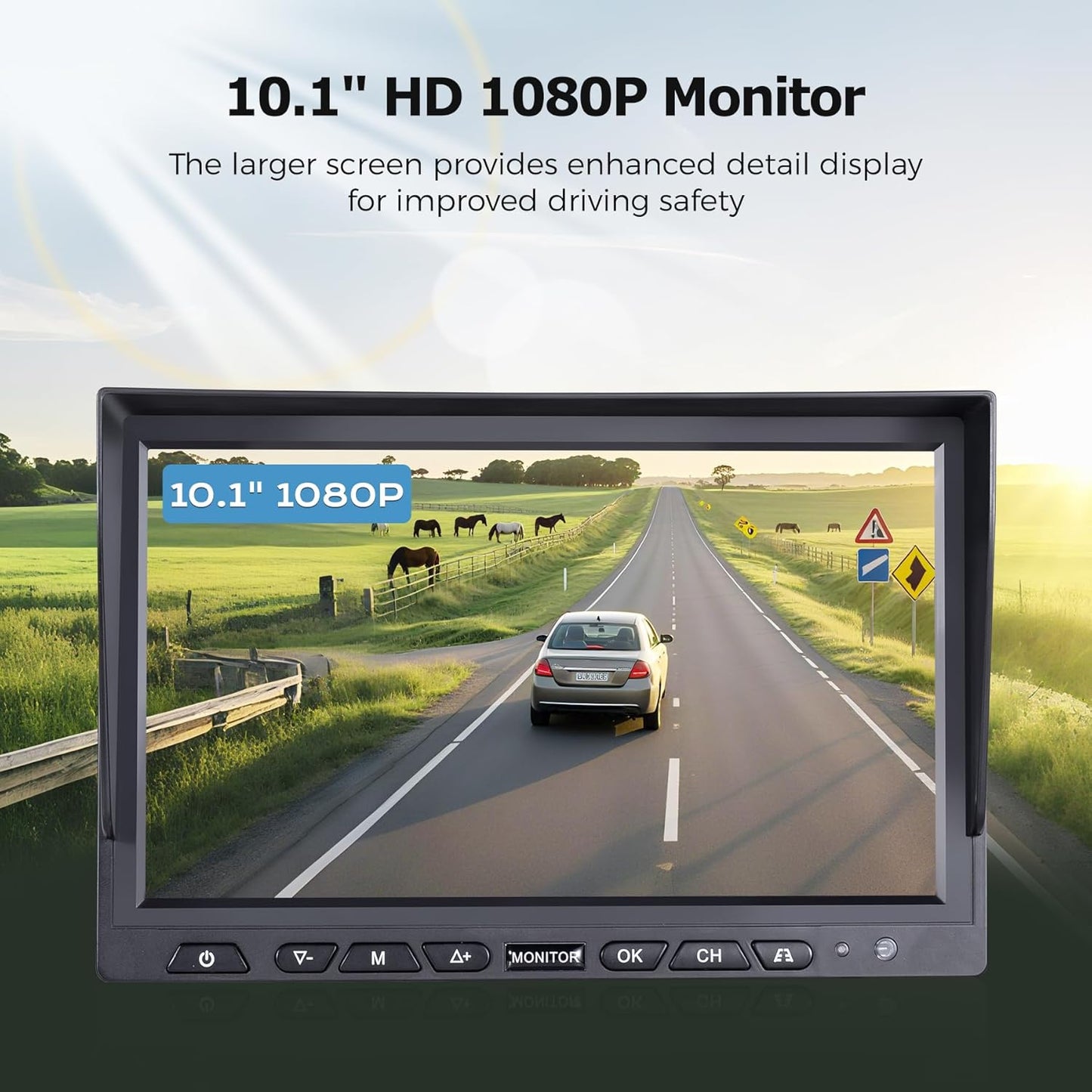 10.1" Wireless RV Backup Camera System, 2 Rear Cameras & 2 Side Cameras for Reversing/Monitoring Trailer Truck Pickup Camper, 1080P DVR Monitor, IP69K Waterproof IR Night Vision Camera, WN4