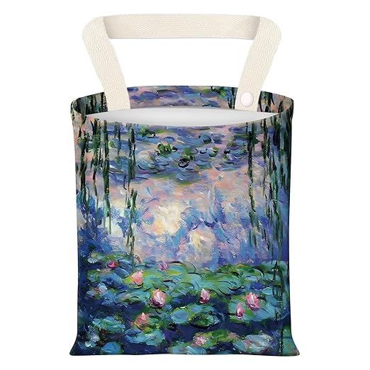 Car Garbage Can, Seat Back Hanging Cute Car Trash Can Bag, Car Organizer and Storage Bag for Travelling, Outdoor Watercolor Water Lily