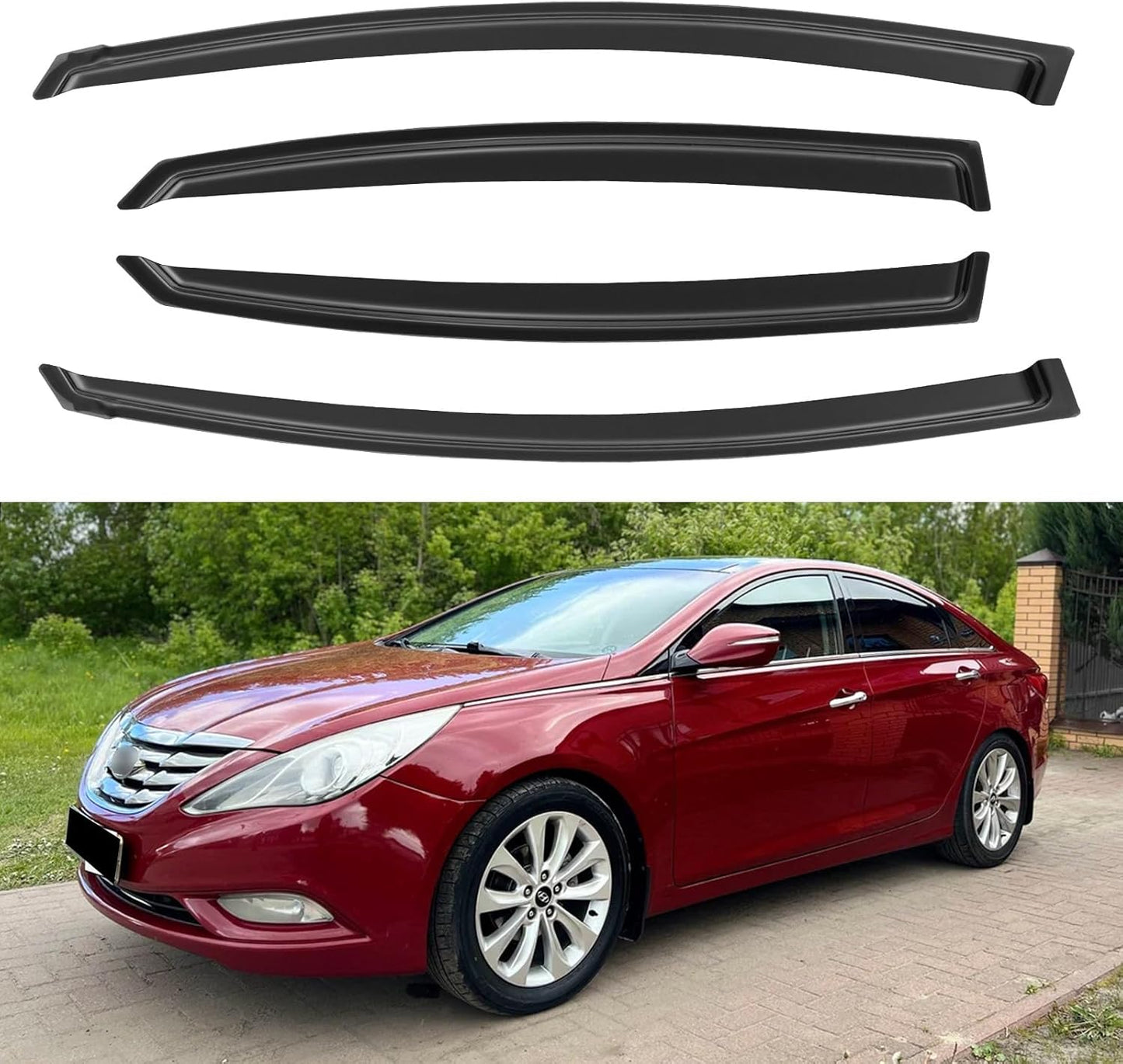Window Visors Rain Guards for 2011 2012 2013 2014 Hyundai Sonata, Out-Channel Window Vent Wind Deflectors Visors Shades for 2011-2016 Hyundai Sonata Hybrid