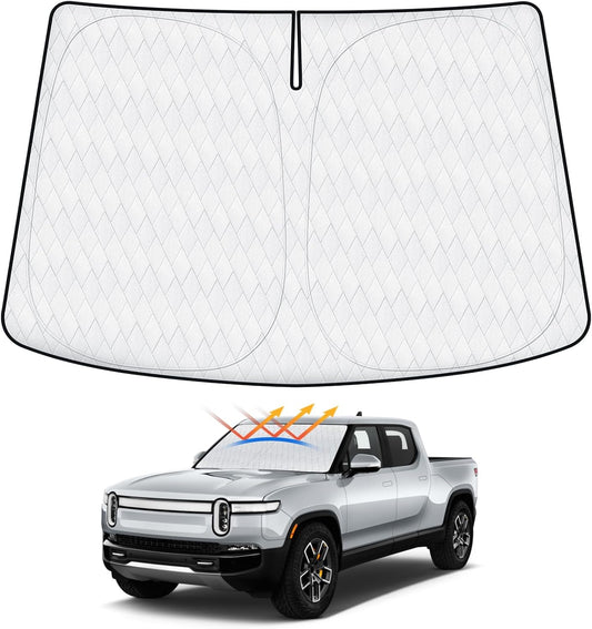 Cartist 5-Layer Windshield Sun Shade Custom Fit for Rivian R1T 2022-2025 2026 Accessories Foldable Car Front Window Sunshade Sun Visor Protector