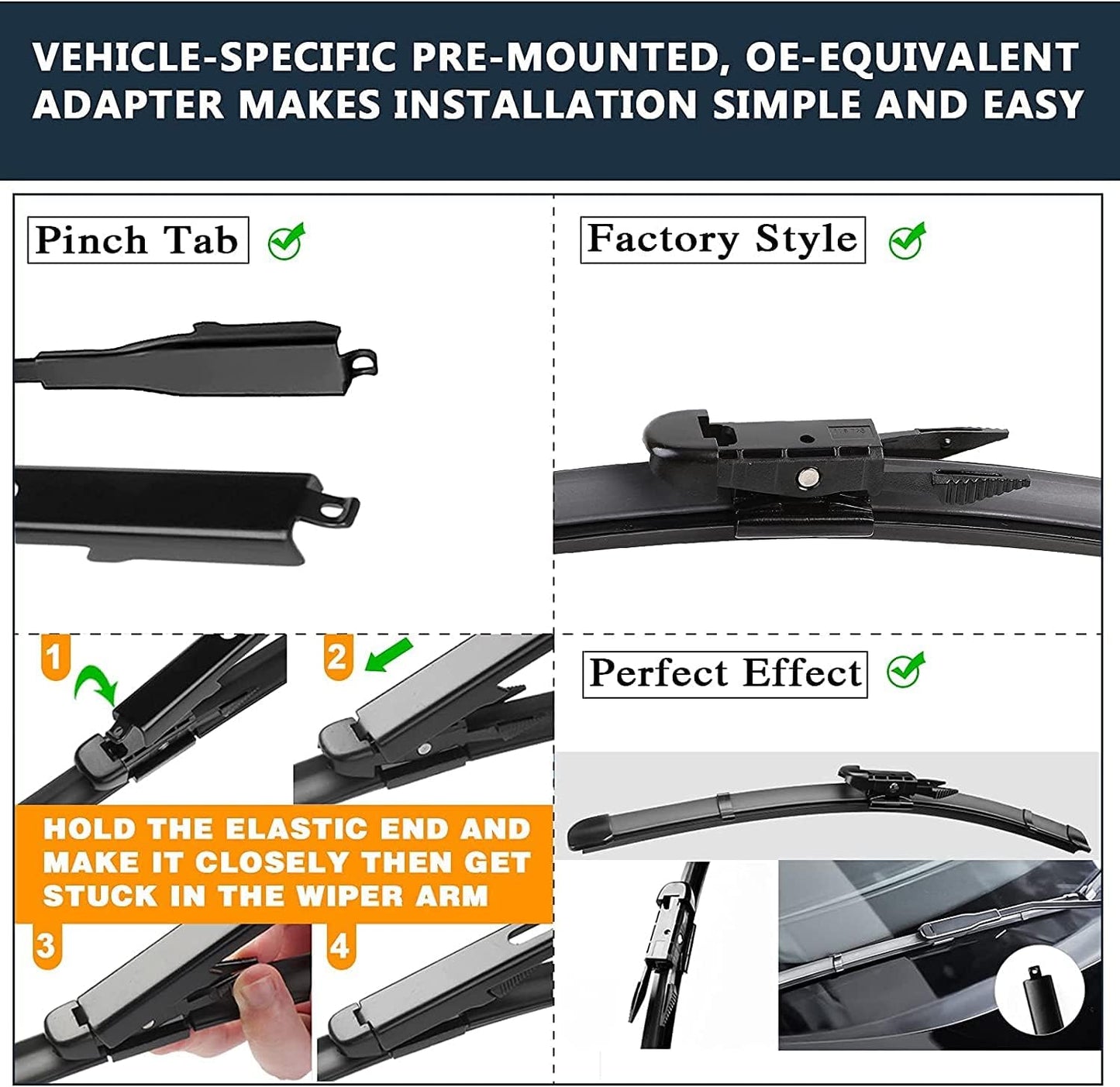 AUTOBOO 28"+28" Windshield Wipers with 15 Inch Rear Wiper Blade Replacement for Ford edge 2015 2016 2017 2018 2019 2020 2021 2022 2023-Original Factory Quality (Pack of 3)