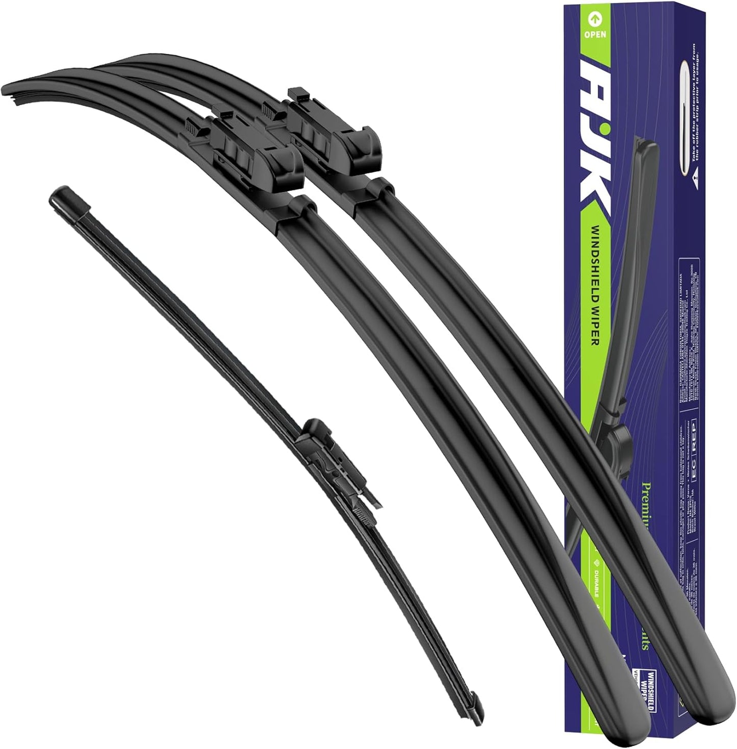 AJK Windshield Wiper Blade, OEM Quality Front and Rear Windshield Wipers for INFINITI QX30 2017 2018 2019, 24" 19" 12" Window Blades (Set of 3)