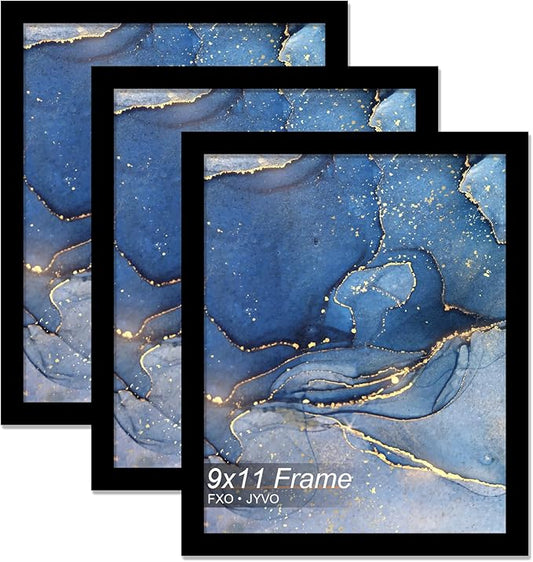 9x11 Picture Frame Set of 3, Black Frame for 9 x 11 Inch Picture Poster Photo, Light Weight and High Transparent 9 by 11 Frame for Wall - 3 Pack/Black/9"x11"