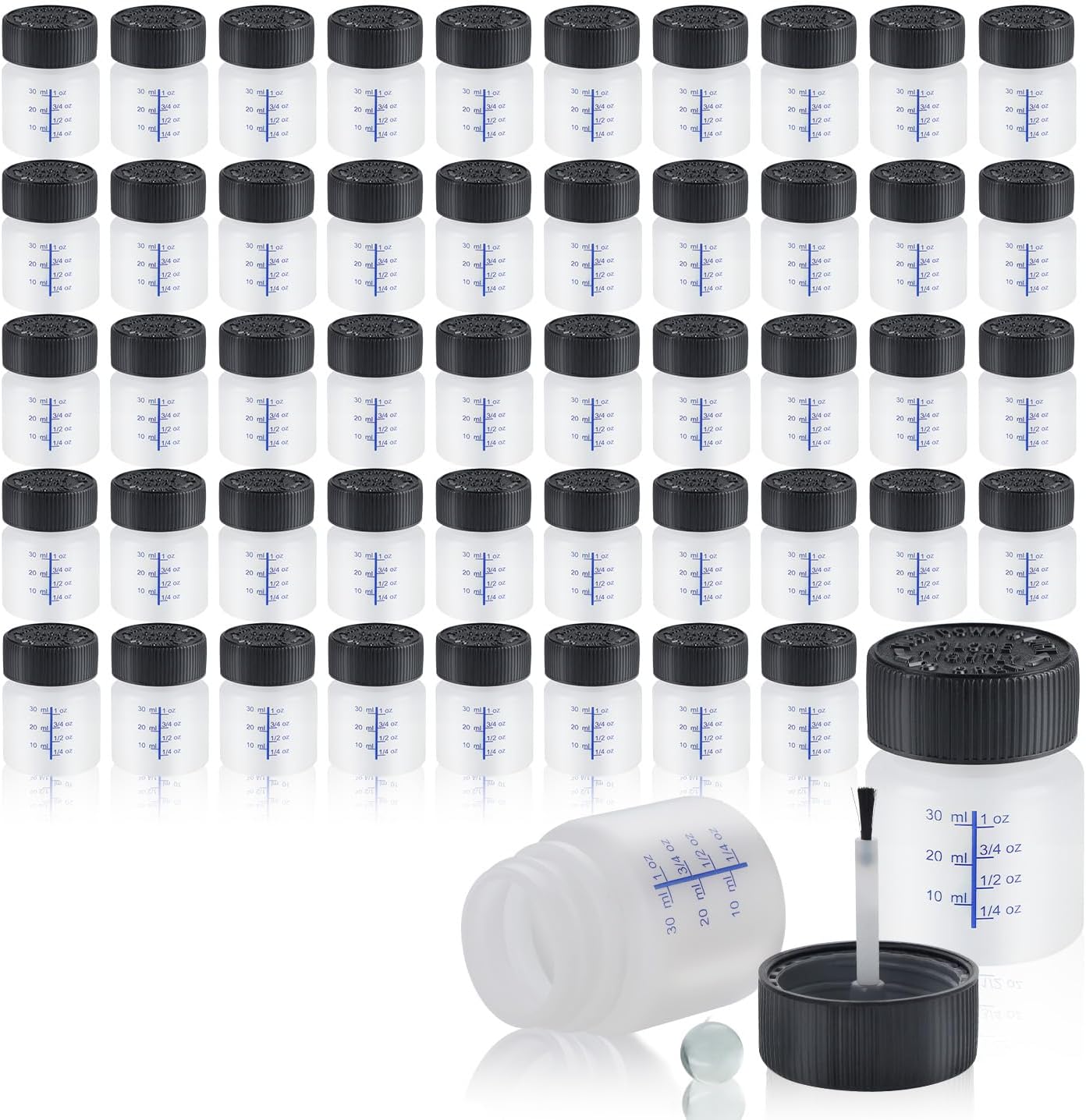 Lichamp Touch Up Paint Container, 50-Piece 1 oz Paint Touch Up Bottles with Brush, 1 Ounce (30ml) A150TP