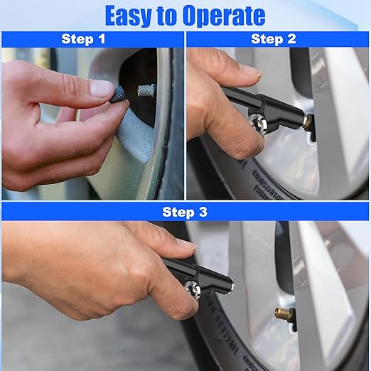 10-Pack Dual Head Tire Pressure Gauge – Heavy Duty 10-150 PSI Air Pressure Gauge with Stainless Steel Body, Metal Nozzle & Durable Plated Brass – for Cars, Trucks, Bikes, RVs (Black)