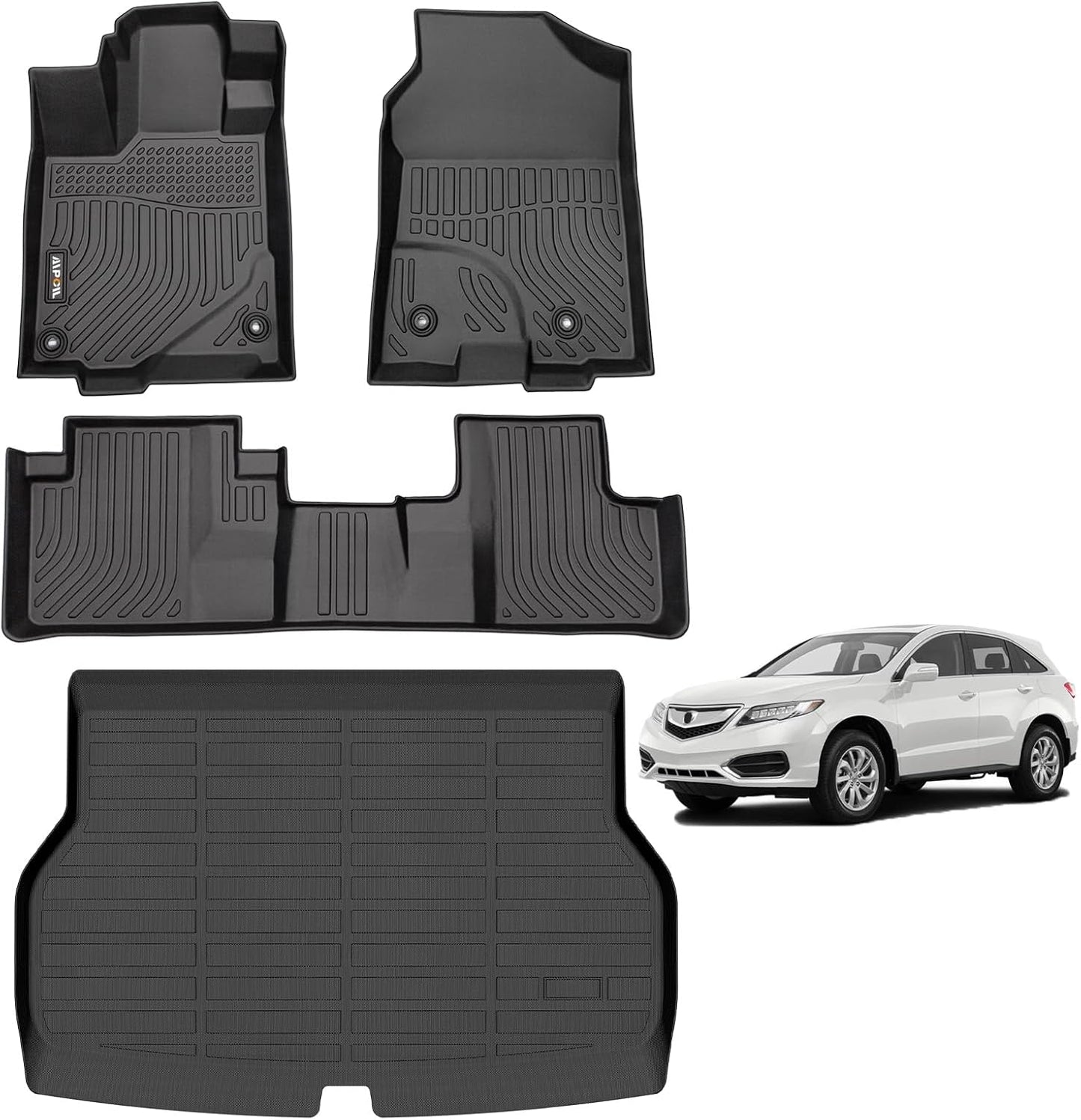 AIPOIL® Floor Mats & Cargo Liner Set for 2016-2018 Acura RDX All Weather Protection TPE Anti-Slip Automotive Full Set Custom Car Mats Accessories - Black