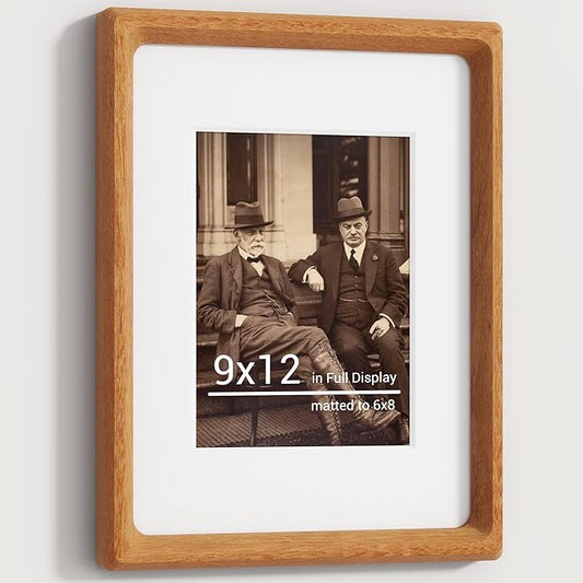 9x12 Picture Frames Natural Teak,Original Wood Hand Make Crafted Diploma Frame with Mat to 6x8 Graduation Picture Display,Family Picture,Wedding Picture,Photo,Certificate Tabletop & Wall Decoration
