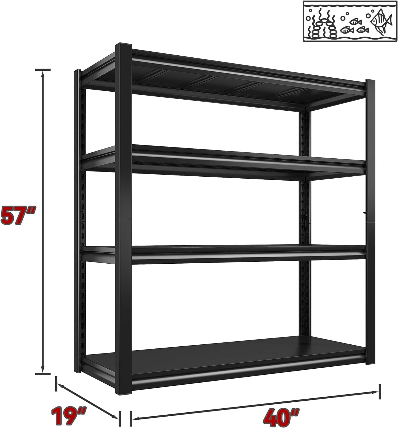 Raybee 40" Wide Heavy Duty Garage Storage Shelves, 3 Pack, Adjustable 4 Tier Metal Shelves for Warehouse, Pantry, Kitchen, 40" W x19 D x57 H, Black