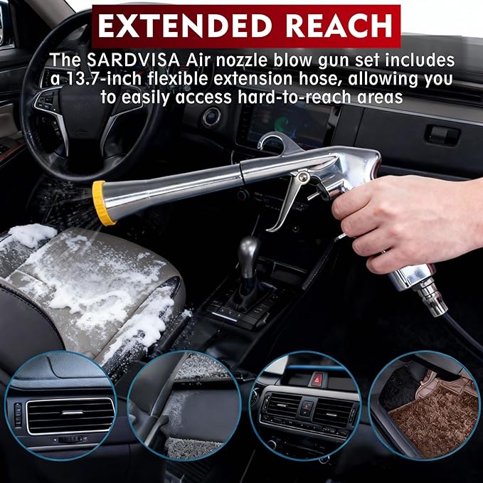 High Volume Air Blow Gun with Adjustable Brass Air Nozzle, Industrial-Grade Air Blower Gun, Essential Pneumatic Air Compressor Tool for Effective Cleaning and Dust Removal