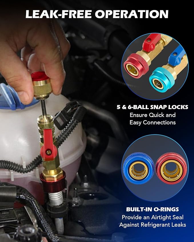 Orion Motor Tech AC Valve Core Removal Tool, R134a R1234yf R22 Valve Core Remover Installer Tool Kit for Automotive Air Conditioning Systems, AC Valve Core Tool for Standard JRA and Schrader Valve