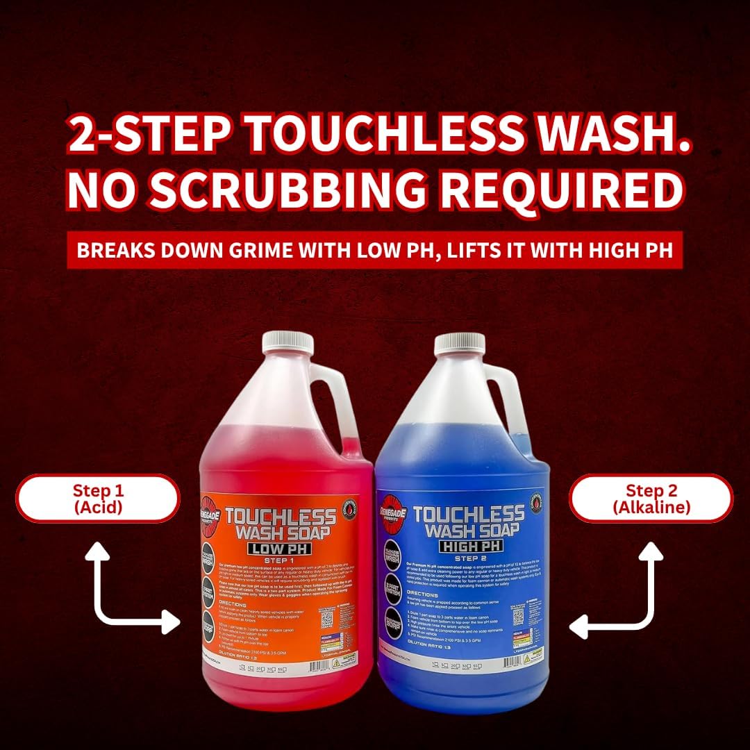 Renegade Products USA - Touchless 2-Step Truck Wash Soap System, Scrub Free Truck Cleaner for Big Rigs