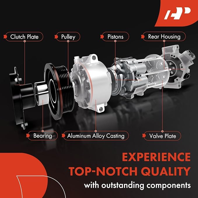 A-Premium Fit for Sanden SD-7 6PK Style, Universal A/C Compressor with Clutch, 6 Groove Serpentine Belt