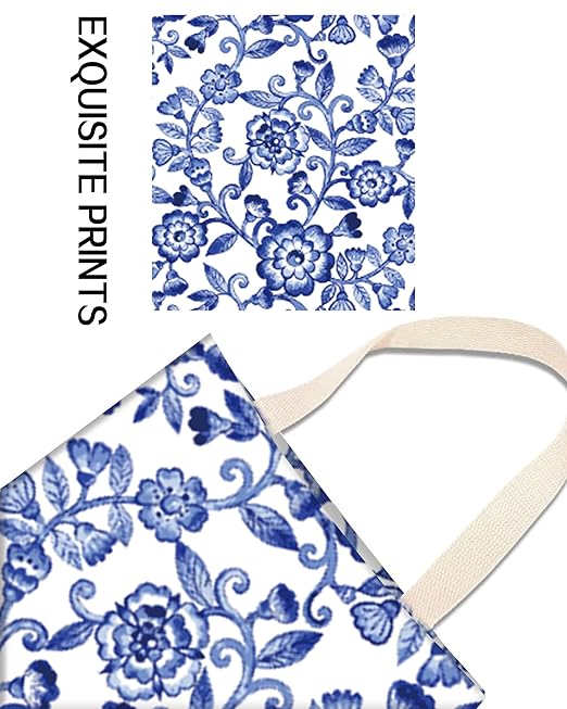 Car Trash Can, Durable Hanging Car Trash Garbage Bag, Cute Automotive Garbage Cans Organizer, Cute Blue Porcelain Floral