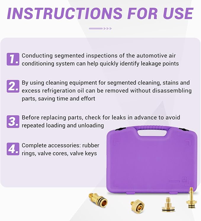 YJINGRUI 77 PCS Automotive Air Conditioner Leak Test Kit, Auto air Conditioning Repair Tools, Air Conditioning Leak Detector, Universal Car & Truck Refrigerant Leak Testing Kit